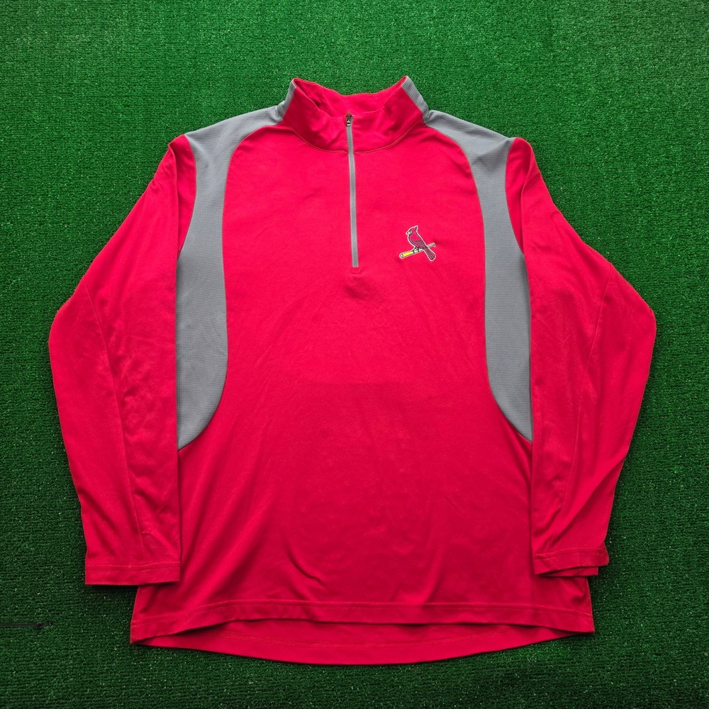 St Louis Cardinals MLB Antigua Sweatshirt Mens XL Red Quarter Zip Baseball